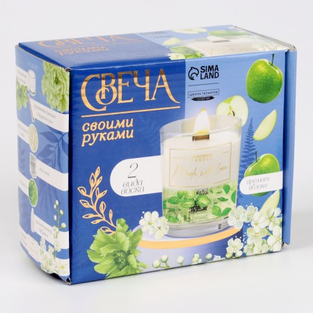 With your own hands. Creating an aromatic candle with dried flowers "Green Apple", a set for creativity-6