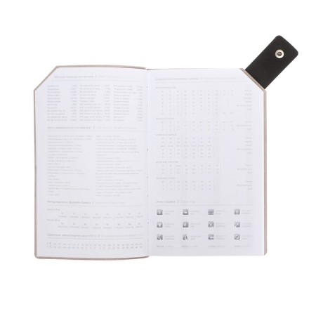 The diary is low, 120 x 200 mm 128 sheets, leatherette, gray block 70 g/m2, lies, refuge with a colored button, dark gray-4