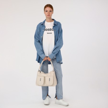Lugus bag, 3 outer pockets, milk color-7