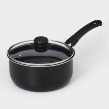 Ковш Consul, 2,7 л, стеклянная крышка, пластиковая ручка, антипригарное покрытие, цвет чёрный