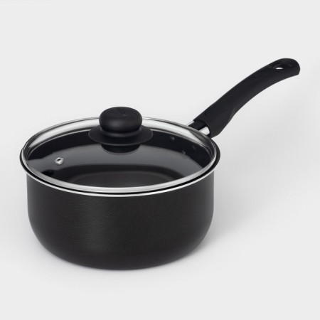 Consul bucket, 2.7 l, glass cover, plastic handle, anti -stick coating, black color