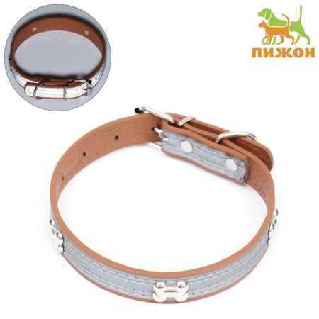A collar with a reflective strip and bones, 45 x 2 cm, a mix of flowers
