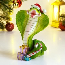 Новый год. Символ 2025. Фигура "Змея кобра" цветная, 10х10х15см