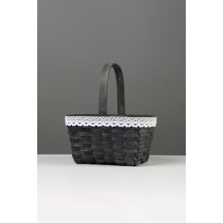 Wicker basket 22 x 17 x 11 cm, handle h = 16, gray with Bahram