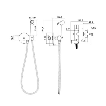 Mixer for IDDIS Axesbr0808 bidet, with hygienic shower, built -in, chrome-4