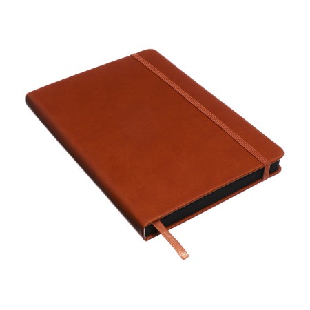 Leduced Diary A5, 140l, Cage, leatherette, elastic band, black cut, brown-3