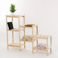 Wooden rack reinforced, 3 sections, screw connection, adjustable shelves 99.6x122x31