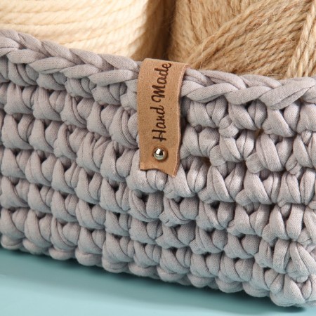 Tag with the "Hand Made" button, 8 × 1.5 cm, 10 pcs, beige color-3