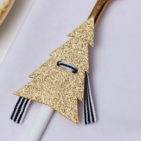 A set for the decor of the dining rooms "Christmas tree", 4 pcs, col. gold 5x7.5 cm 100% p/e, felt-1