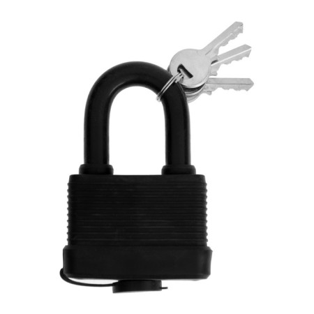 Castle with a hinged lockland, 65 mm, moisture -proof, short handle, 2 keys, black color-3