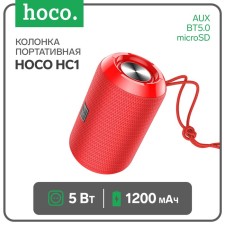 Portable column Hoco HC1, 5 W, 1200 mAh, BT5.0, Microsd, USB, AUX, FM radio, red