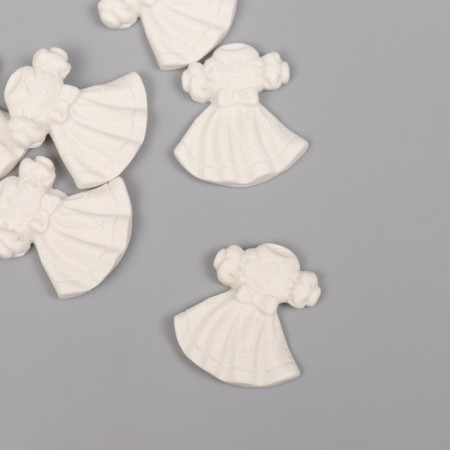 Decor for the creativity of Polystone "Dress with Bantik" White set 6 pcs 2.7x3 cm