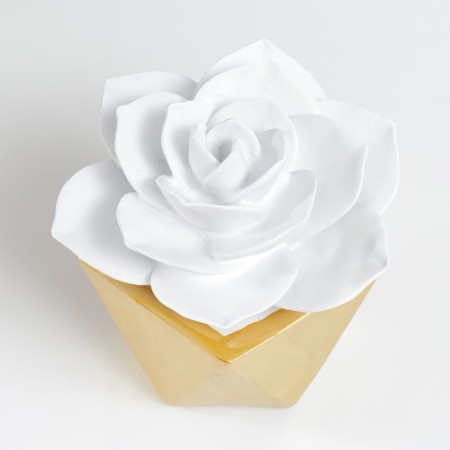 Souvenir Polystone "Golden Rose in a pot" 15x13.5x13.5 cm-2