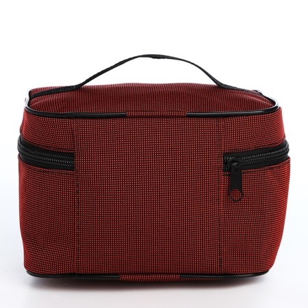 Cosmetic bag on lightning, with a lining, dark red color-1