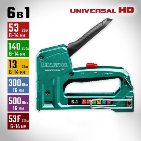Stapler aluminum Kraftool Universal -HD 3188, type of bracket 53/140/13/300/500/53F, 6 - 14 mm