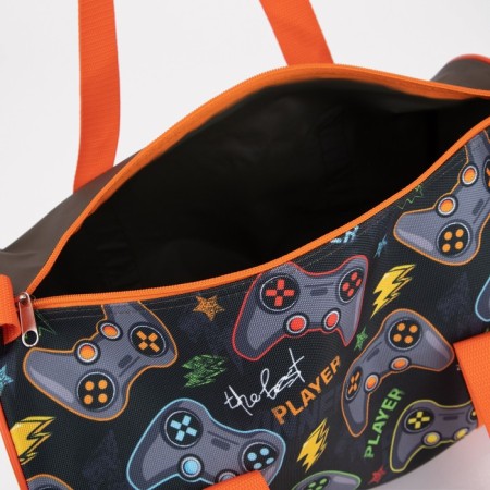 Sports bag with lightning, long belt, gray/orange color-2