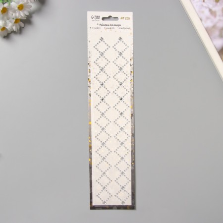 Stick plastic rhinestone "Pattering from a rhombus" silver 35x8 cm