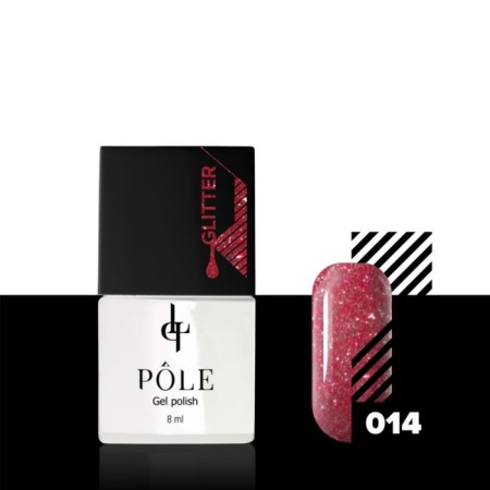 Pole Glitter gel polish, No. 14 Cherry juice, 8 ml