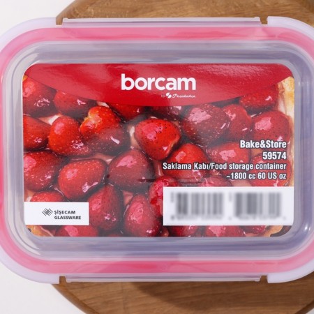 Rectangular Borcam container, glass, 1800 ml, with a lid-4
