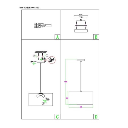 Suspended EVOLUCE lamp. Sle300513-03. Brescia. 3x40 watts, E27, 50x50x30 cm, Nickel color-1