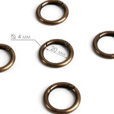 Karabin ring, d = 20/28 mm, thickness - 4 mm, 5 pcs, bronze color