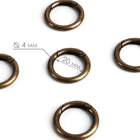 Karabin ring, d = 20/28 mm, thickness - 4 mm, 5 pcs, bronze color
