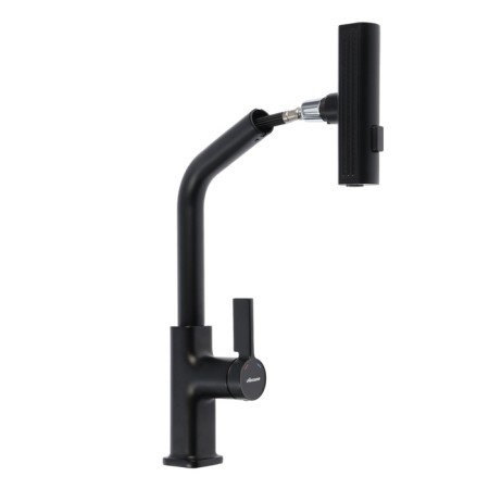 ACCOONA A5490F-9 kitchen mixer, with retractable watering can, pour 27 cm, brass, black-1
