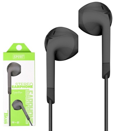 R-2 headphones, wired, inserts, microphone 1 m, jack 3.5 mm, black-2