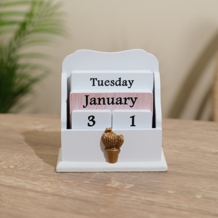 Souvenir eternal calendar, tree, 11.5x6.5x12 cm, col. white-1