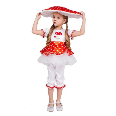 Muhomor carnival costume, dress, pantalones, hat, size 116-60