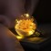 Christmas ball "Pink flowers", batteries, 5 LED, glow warm white