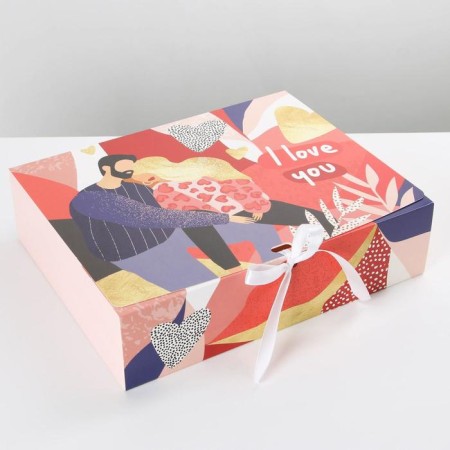 Gift folding box, packaging, "I love you", 31 x 24.5 x 8 cm