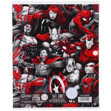 Notebook 48 sheets in a cage, cardboard cover, Avengers-3
