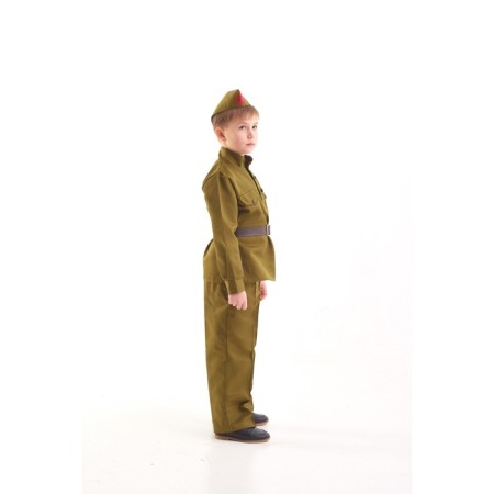 Military costume, gymnast, belt, cap, trousers, 8-10 years old, height 140-152 cm-1