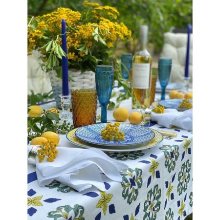 Mayolika tablecloth, size 140x220 cm, blue color