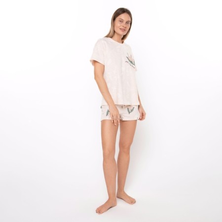 Female homemade set (T -shirt/shorts), beige color, size 50-1