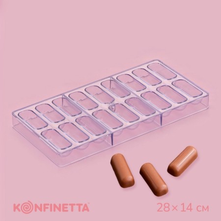 Form for chocolate and sweets Konfinetta "Bank", 28 × 14 cm, 18 cells, color transparent