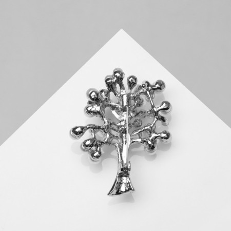 Brooch "Frinted" with pearls, white color in silver-2