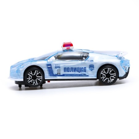 Car "Crazy Race. Police ", Russian voice acting, light, works from batteries, white color-1