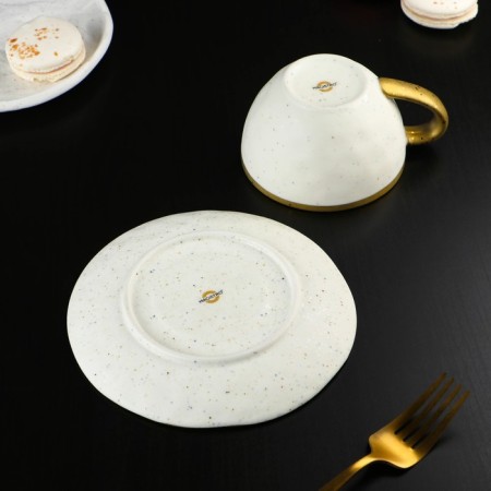 Tea steam porcelain Magistro Poursephona, 2 objects: a cup 240 ml, a saucer d = 16 cm, beige color-2