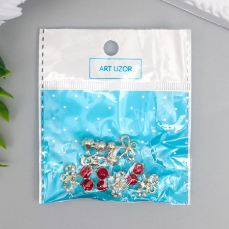 Decor for creativity metal, rhinestones "cherries" gold 1.9x1.4 cm-5
