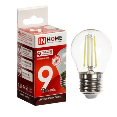 LED lamp In Home Led-Shar-Deco, 9 W, 230 V, E27, 6500 K, 1040 lm, transparent