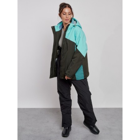 Ski jacket female winter, size 52, turquoise color-10