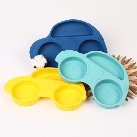Silicone children's plate "Machine" with sections, color mix-1