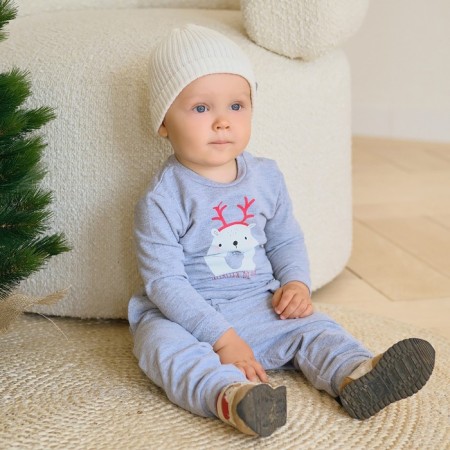 Set: jumper and pants crumb I "Merry XMAS", height 80-86 cm, color gray color-4