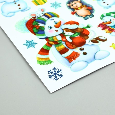 Interior sticker with a luminous layer of “snowmen”, 21 x 29.7 cm, New Year-5