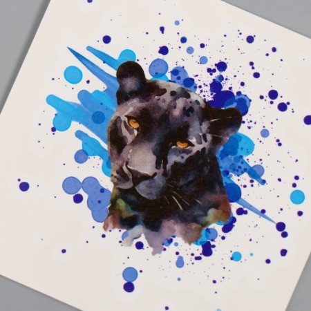 Tattoo on the body color "watercolor. Panther" 6x6 cm-5