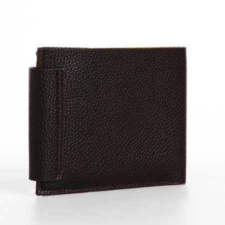 Male purse on magnets, department for bills, for cards, for coins, brown color-1