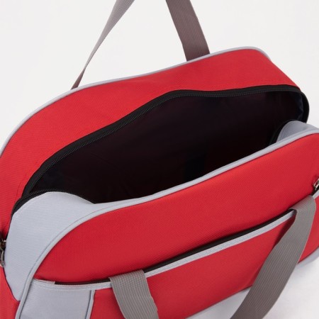 Sports bag with lightning, external pocket, gray/red color-2