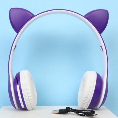 Headphones luminous ears, wireless "anime", lilac w-02-2